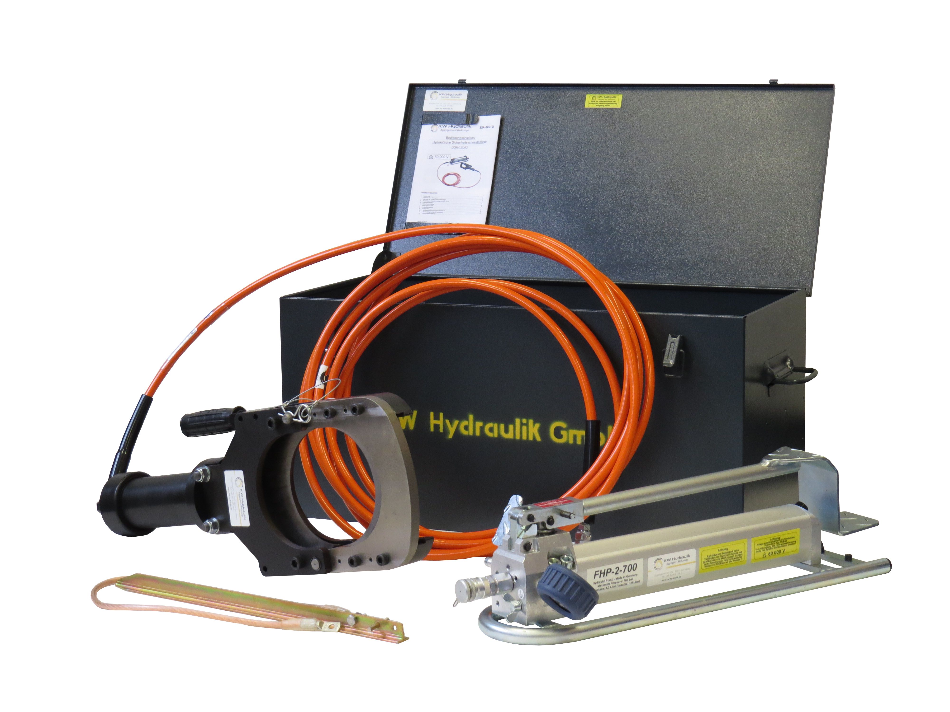SSA160G-FHP - Sicherheitsschneidanlage mit Fußpumpe für Kabel bis Ø 160 mm, bis max. 60.000 Volt, EN50340