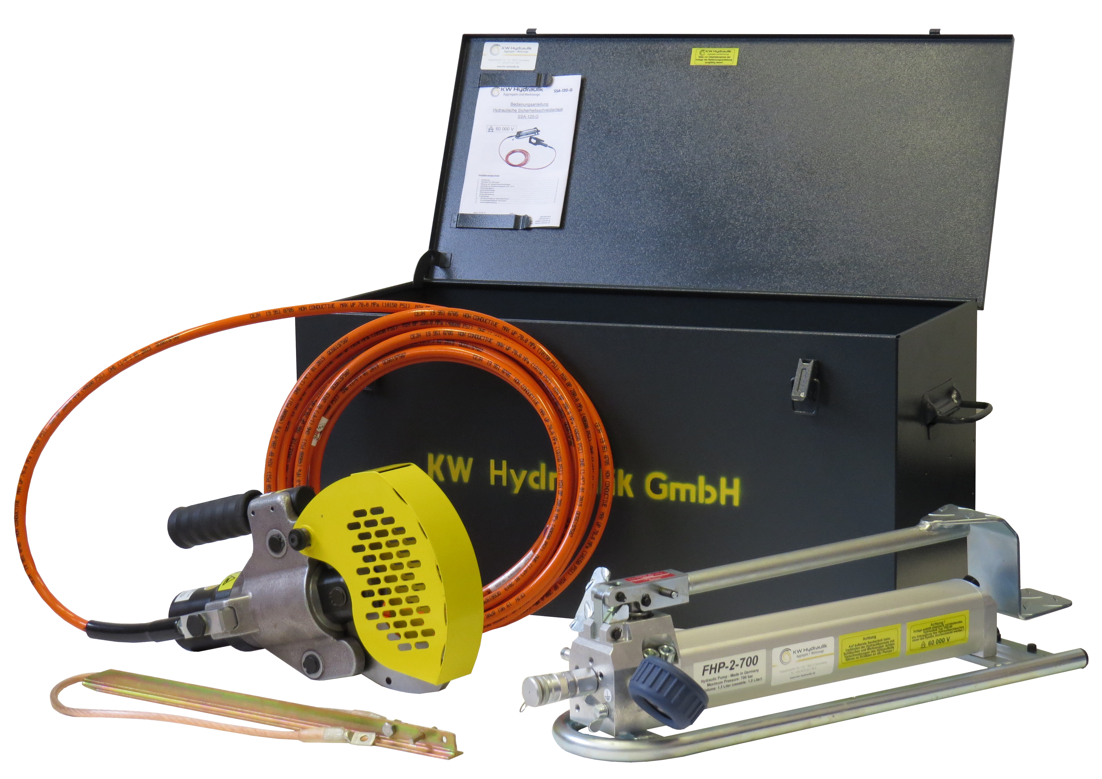 SSA95S-FHP - Safety cutting unit with foot pump for cables up to max. Ø 95 mm, up to max. 60,000 volts, EN50340