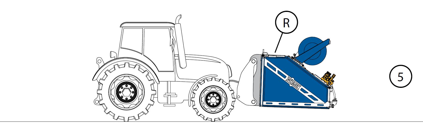 KPL180XL-V5 - Einbaufall 5 - Montage am Traktor, mit Wassertank